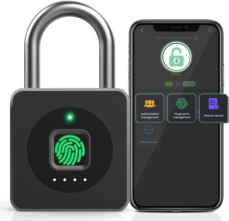 Pothunder Fingerprint Padlock with APP, Keyless Biometric Lock, Smart Waterproof Padlock Suitable for Gym, Locker, Gates, Fence and Storage - Image 1